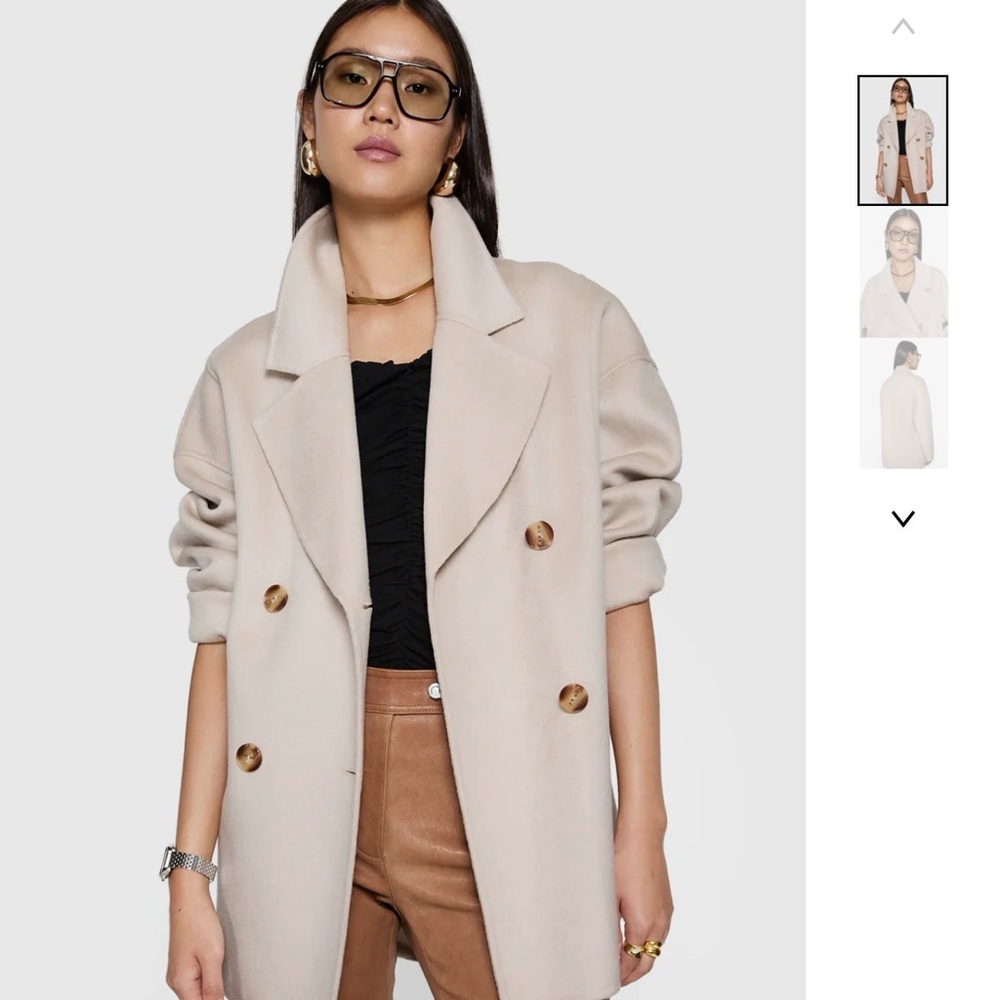 NWT Rebecca Minkoff Women’s Cream Double-Breasted Coat - Picture 1 of 7